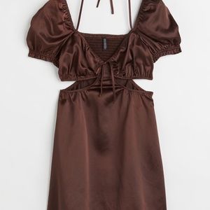 H&M DIVIDED SMALL NWOT SOLD OUT DRESS SIZE S PRETTY STRAPPY BROWN PARTY